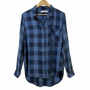 Billy T Womens Plaid Relaxed Button Up Shirt Size M Blue Western Hillbilly